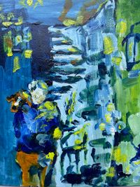 Woman with a dog on her shoulders. Tbilisi 24x30cm - 1050$